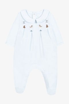 Erkek Bebek Keten Yakalı Coton Tulum