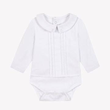 Erkek Bebek Pili Yakalı Ceremonie Body Beyaz