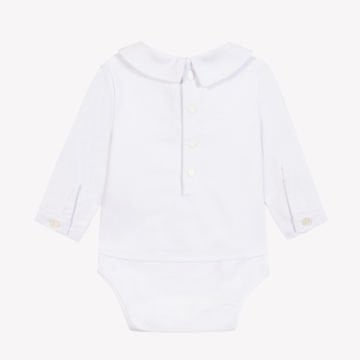 Erkek Bebek Pili Yakalı Ceremonie Body Beyaz