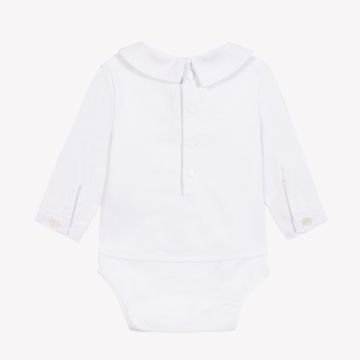 Erkek Bebek Pili Yakalı Ceremonie Body Beyaz