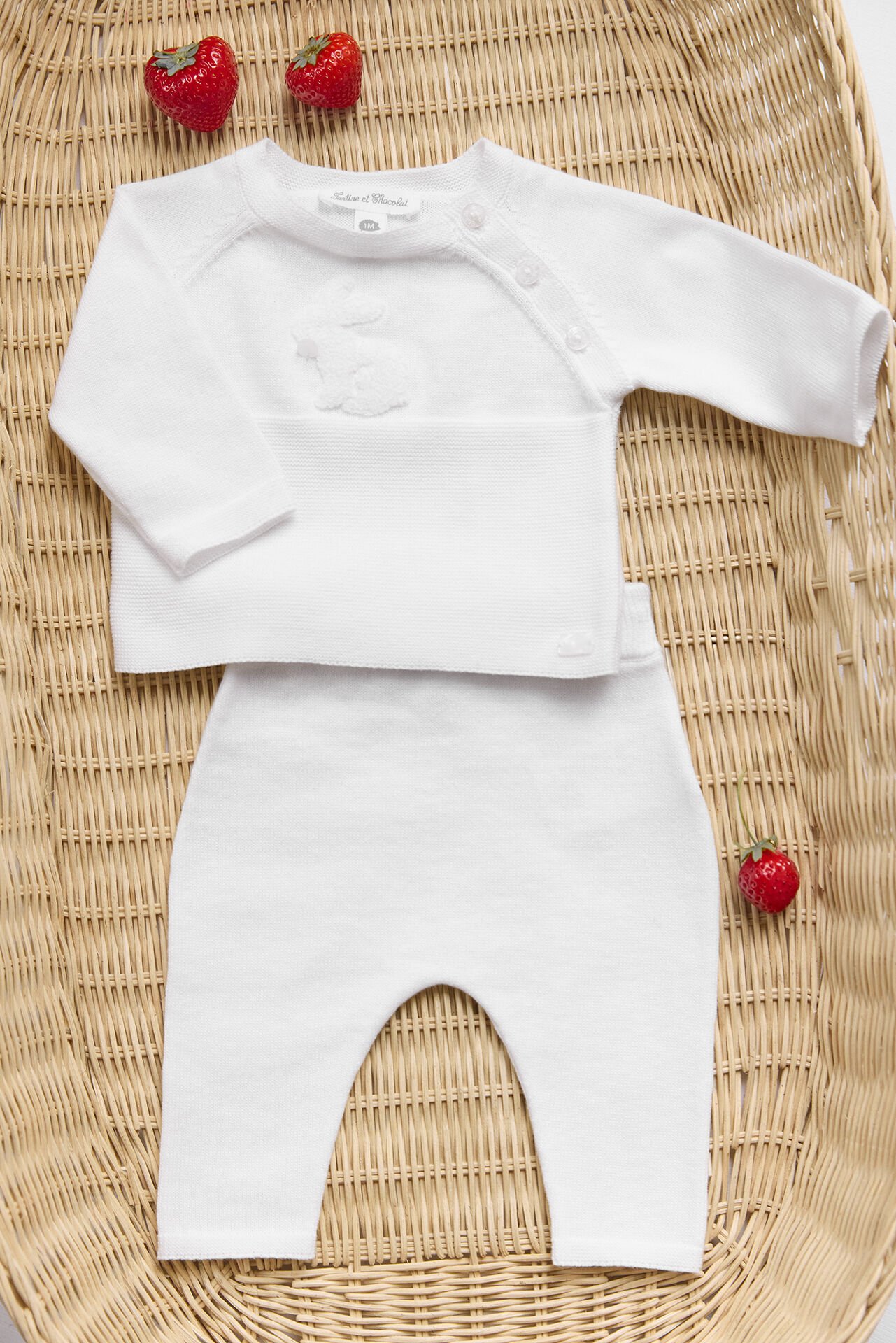 Bebek Ekru Triko Kazak + Pantalon Set