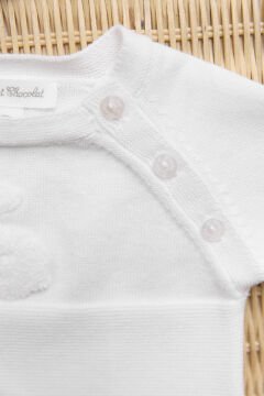 Bebek Ekru Triko Kazak + Pantalon Set