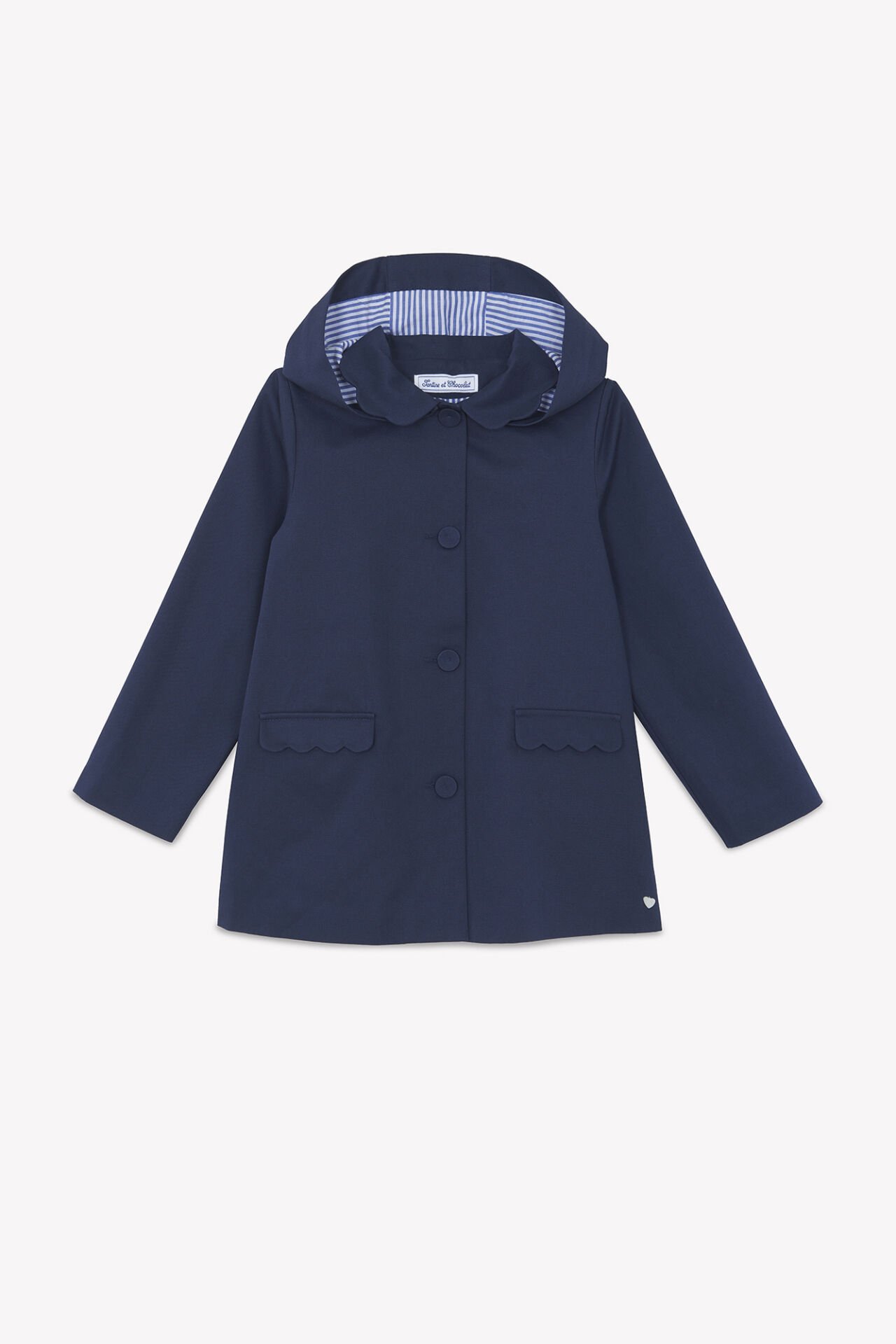 Kız Çocuk Marine Kapüşonlu Trenchcoat