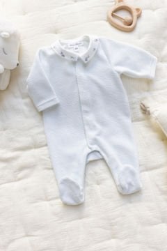 Erkek Bebek Çizgili Kadife Tulum