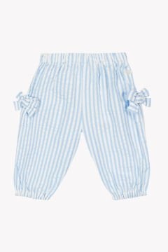 Kız Bebek Mavi Çizgili Coton Pantalon