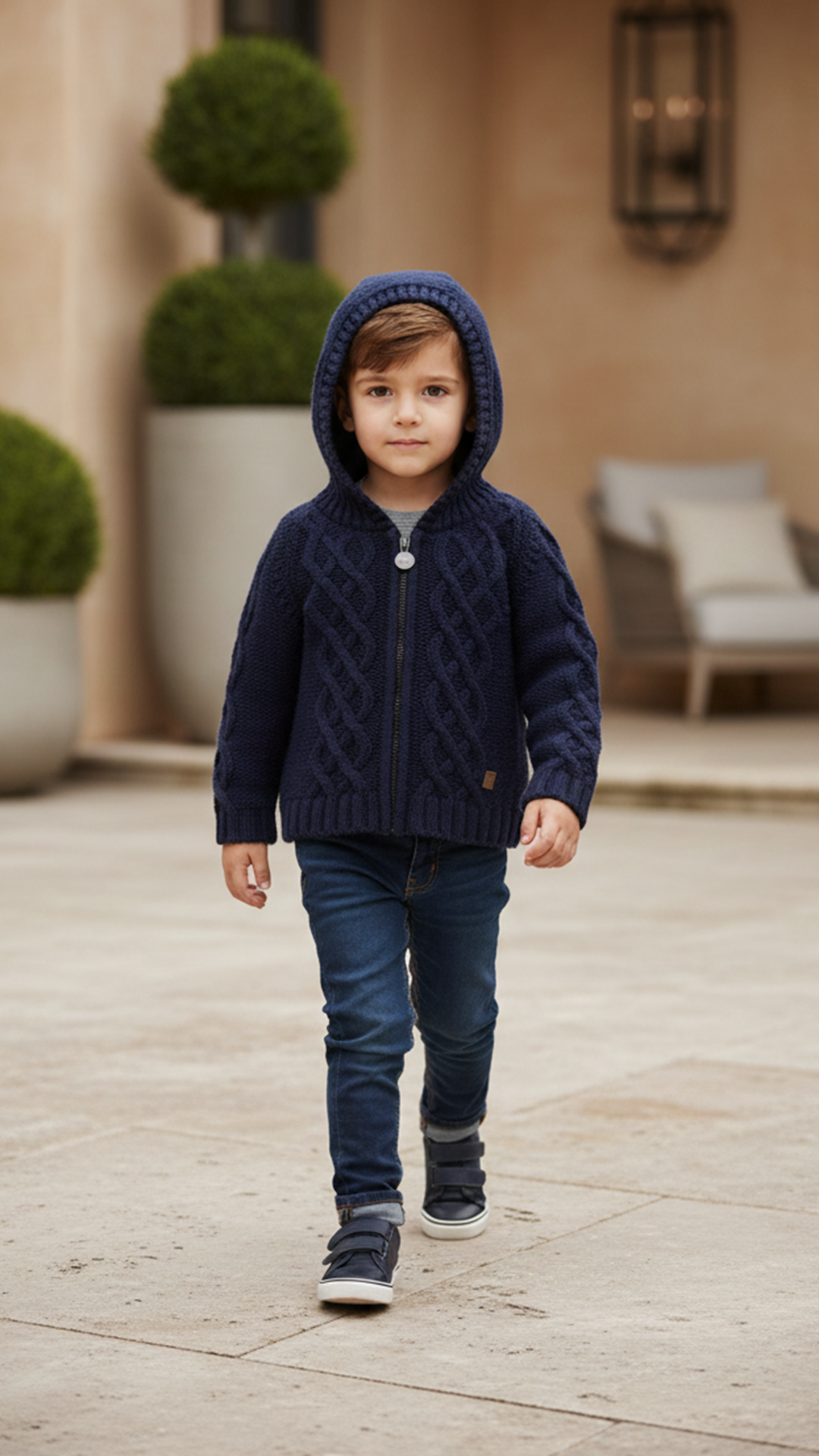 Erkek Çocuk Kapüşonlu Triko Ceket