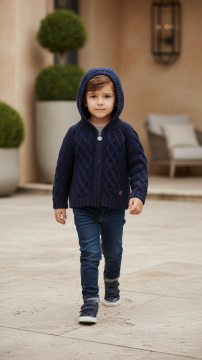 Erkek Çocuk Kapüşonlu Triko Ceket