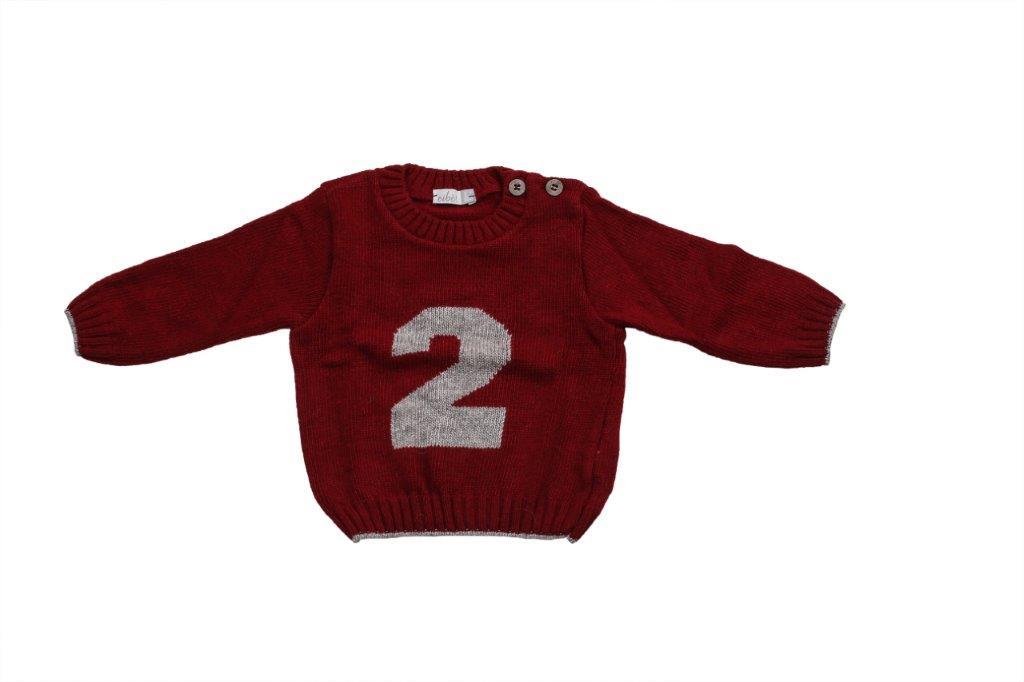 Erkek Bebek Rakamlı Yuvarlak Yaka Kazak