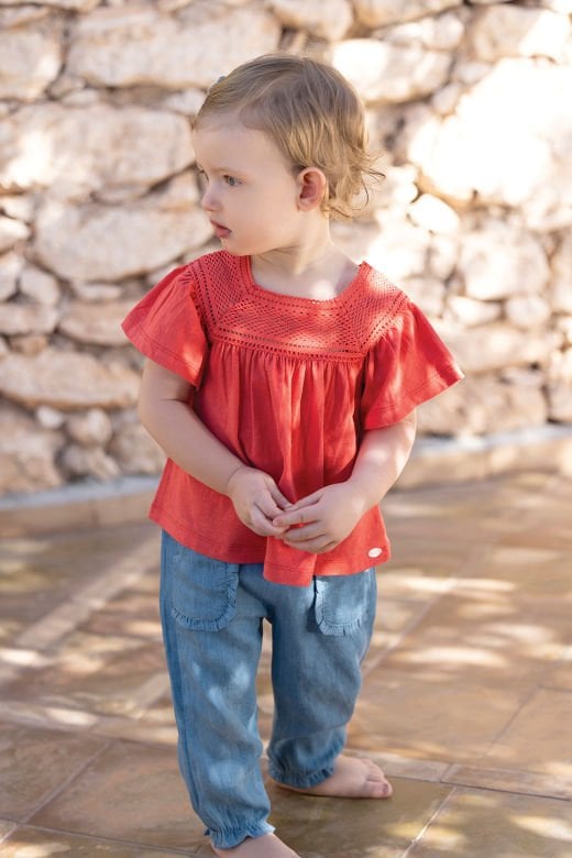 Kız Bebek Dantel Yakalı T-Shirt