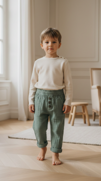 Erkek Çocuk Haki Coton Pantalon