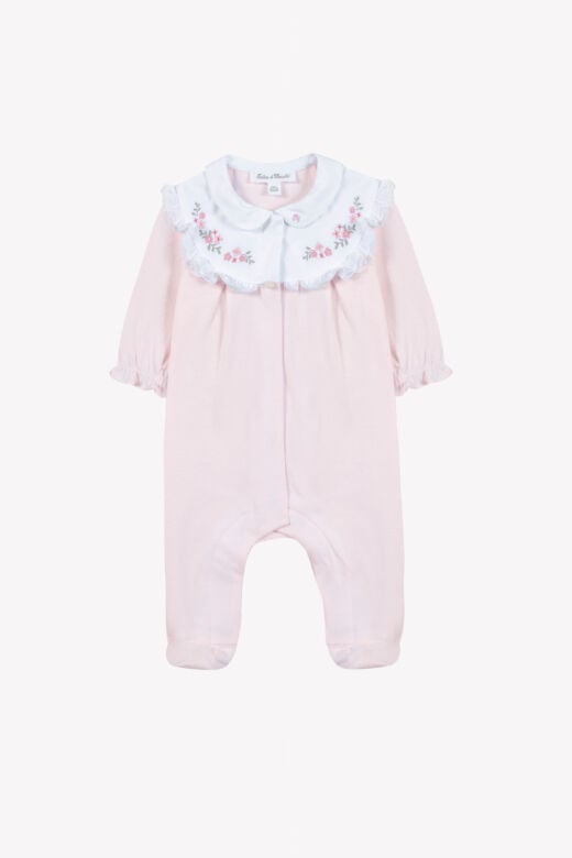 Kız Bebek Geniş Fisto Yakalı Coton Tulum Pembe