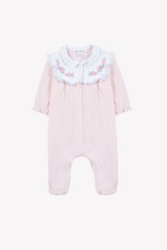 Kız Bebek Geniş Fisto Yakalı Coton Tulum Pembe