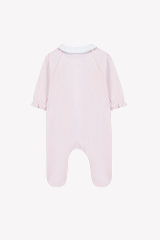 Kız Bebek Geniş Fisto Yakalı Coton Tulum Pembe
