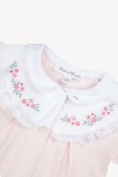 Kız Bebek Geniş Fisto Yakalı Coton Tulum Pembe