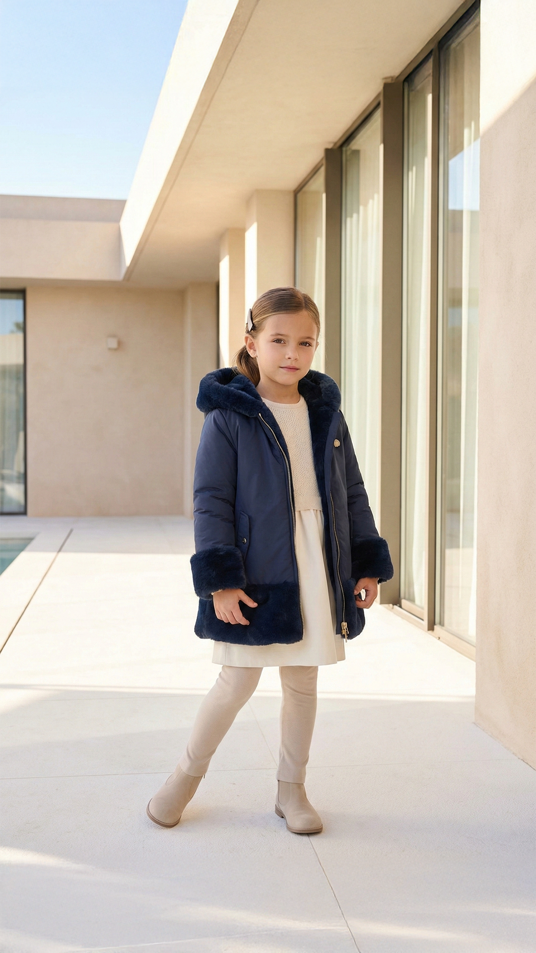 Kız Çocuk Çift Taraflı Doudoune Mont