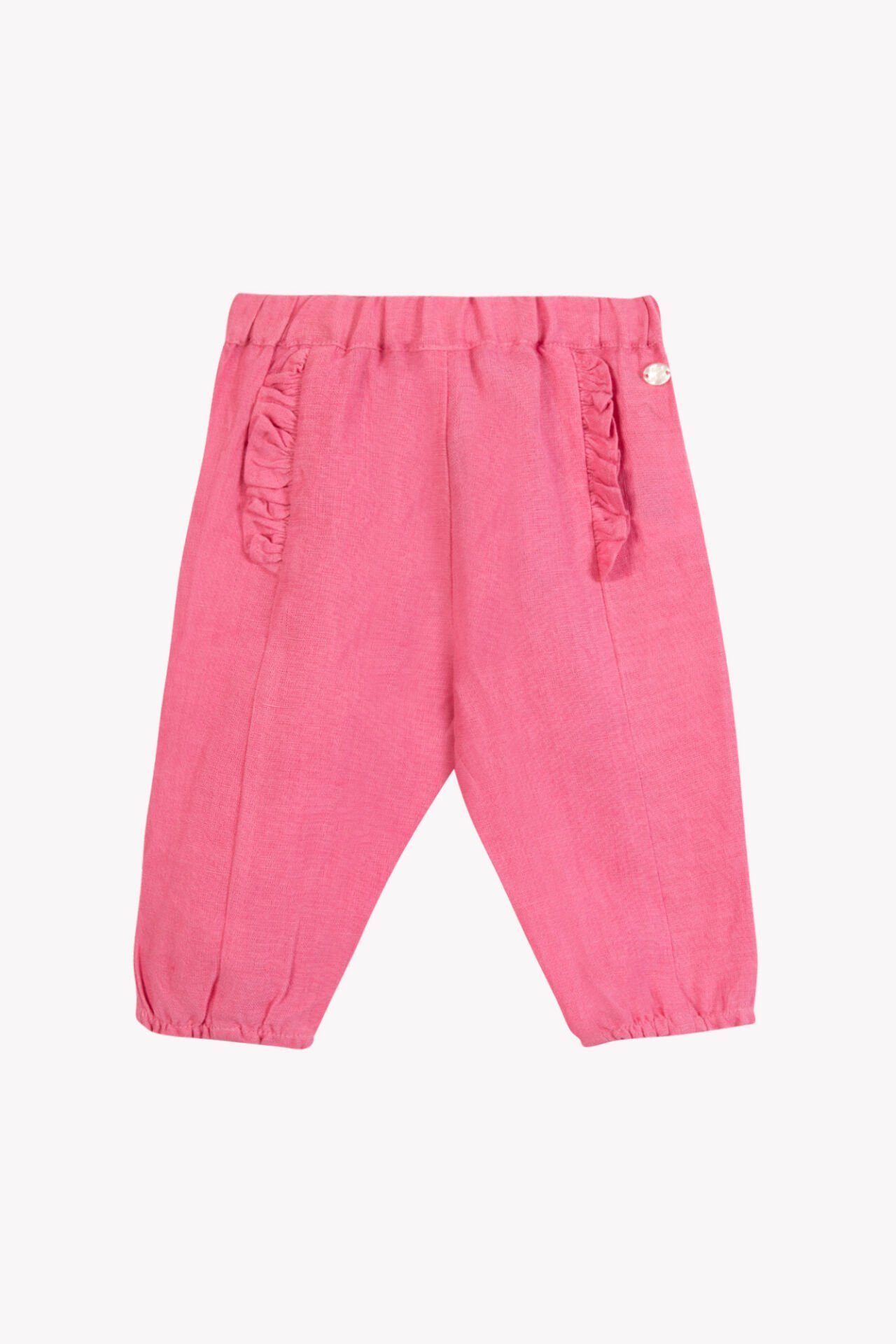 Kız Bebek Pembe Keten Pantalon
