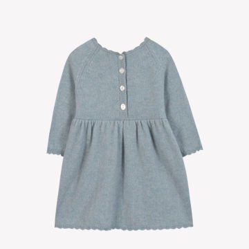 Kız Bebek Çiçek Nakışlı Triko Elbise