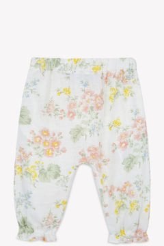 Kız Bebek Çiçek Desenli Coton Pantalon