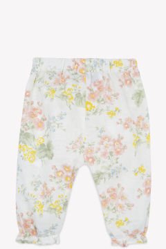 Kız Bebek Çiçek Desenli Coton Pantalon