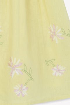 Kız Çocuk Sarı Keten Elbise