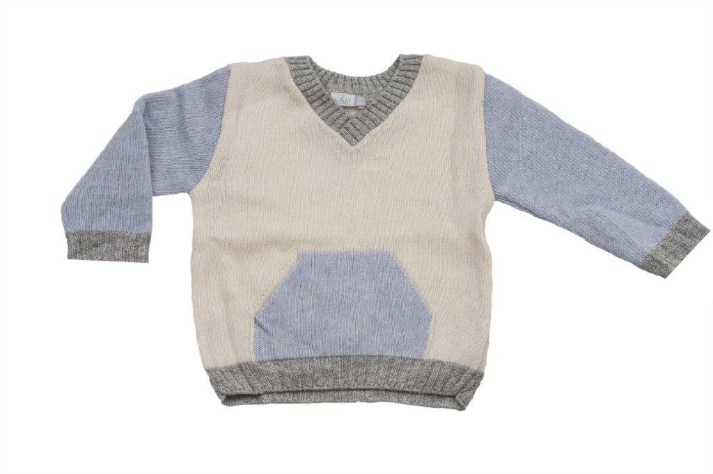 Erkek Bebek V Yaka Cepli Kazak