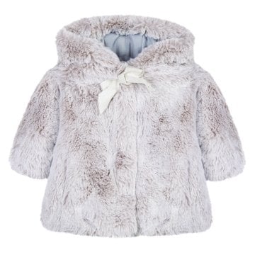 Kız Bebek Kapüşonlu Kürk Mont