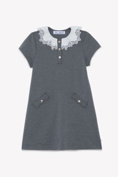 Kız Çocuk Dantel Yakalı Elbise