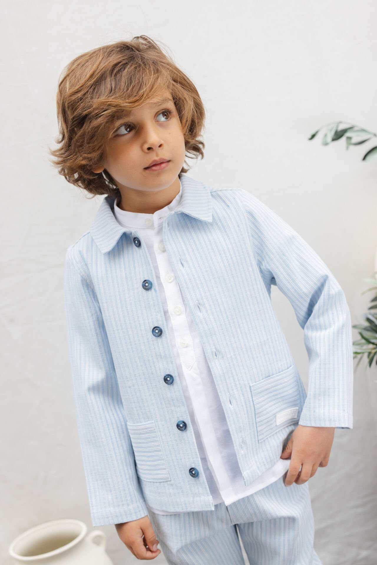 Erkek Çocuk Mavi Çizgili Spor Ceket