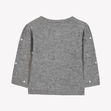 Kız Bebek İnci Aplikeli Hırka