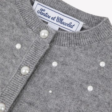 Kız Bebek İnci Aplikeli Hırka