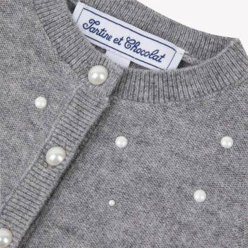 Kız Bebek İnci Aplikeli Hırka