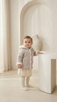 Bebek Muflonlu Triko Manto