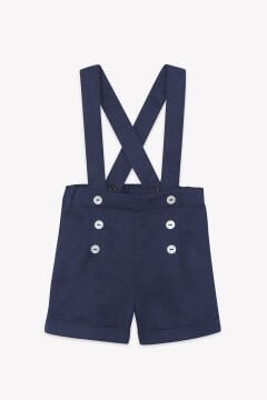 Erkek Bebek Marine Askılı Keten Şort