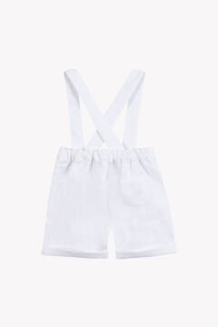 Erkek Bebek Beyaz Askılı Keten Şort