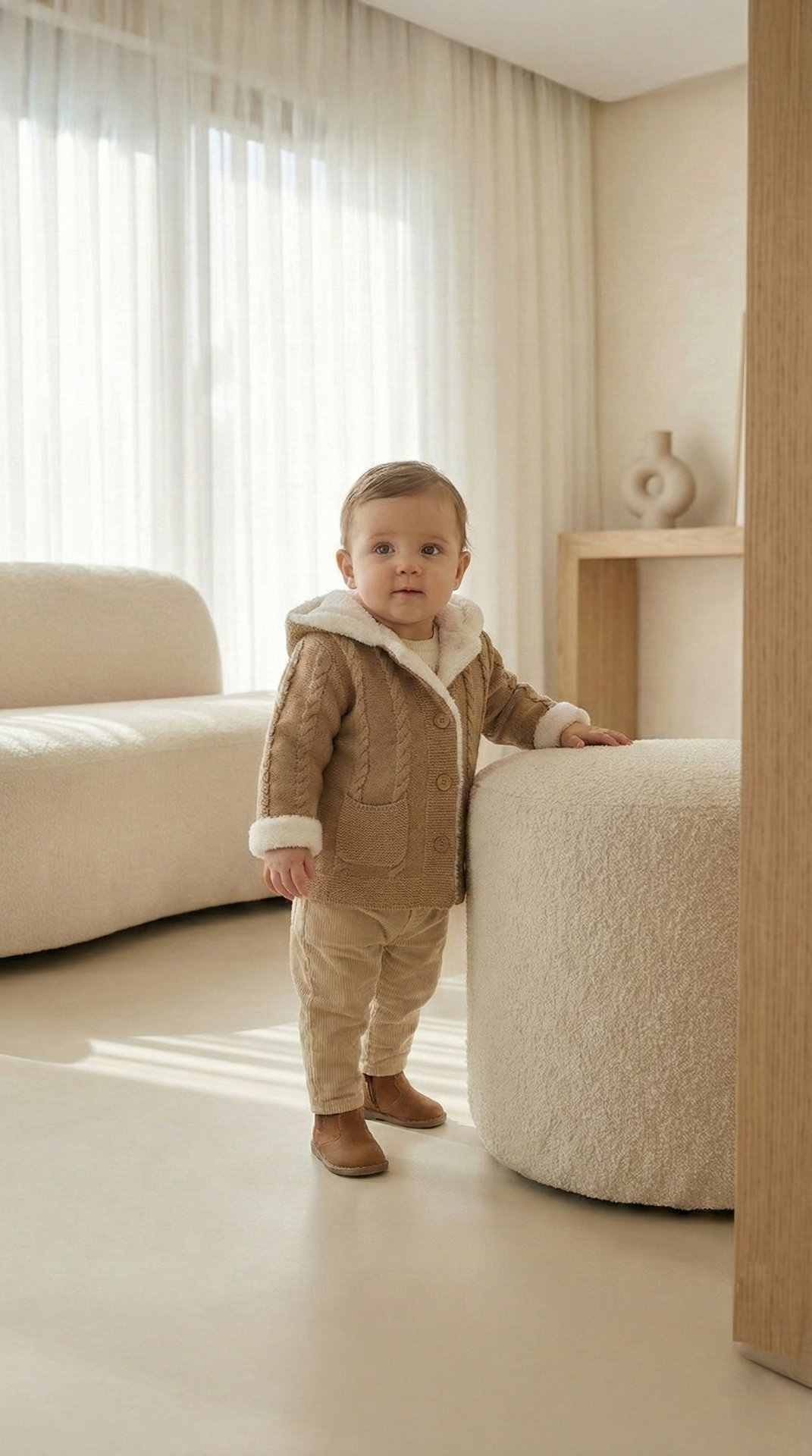 Bebek Muflonlu Triko Manto