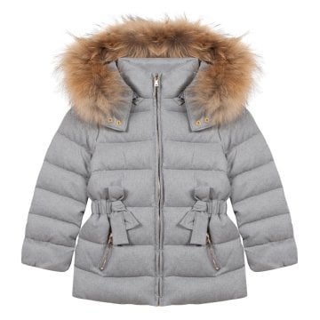 Kız Çocuk Kapüşonlu Dudun Mont