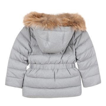 Kız Çocuk Kapüşonlu Dudun Mont