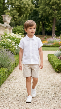 Erkek Bebek & Çocuk Kısa Kollu Keten Gömlek