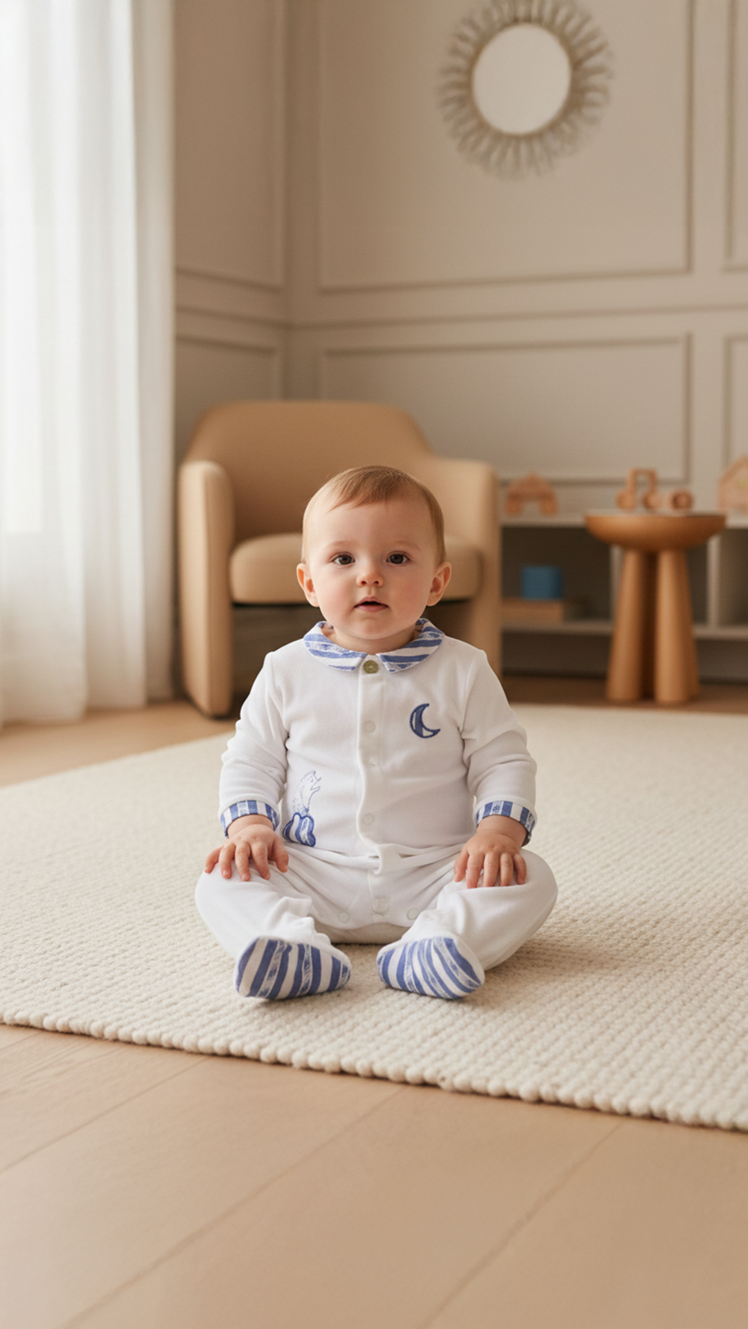 Erkek Bebek Yakası Renkli Kadife Tulum