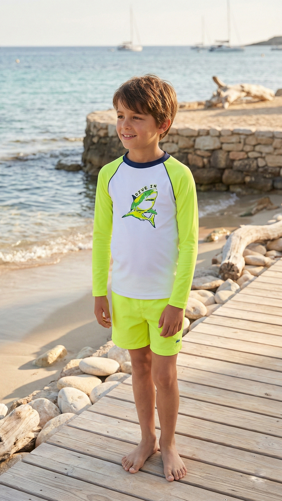 Erkek Çocuk UV Korumalı T-shirt Shark