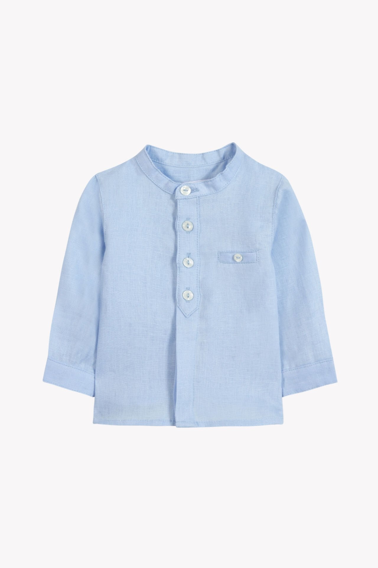 Erkek Bebek Ceremonie Keten Gömlek Mavi