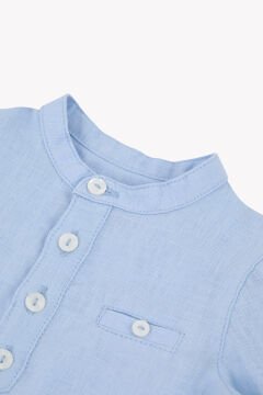 Erkek Bebek Ceremonie Keten Gömlek Mavi