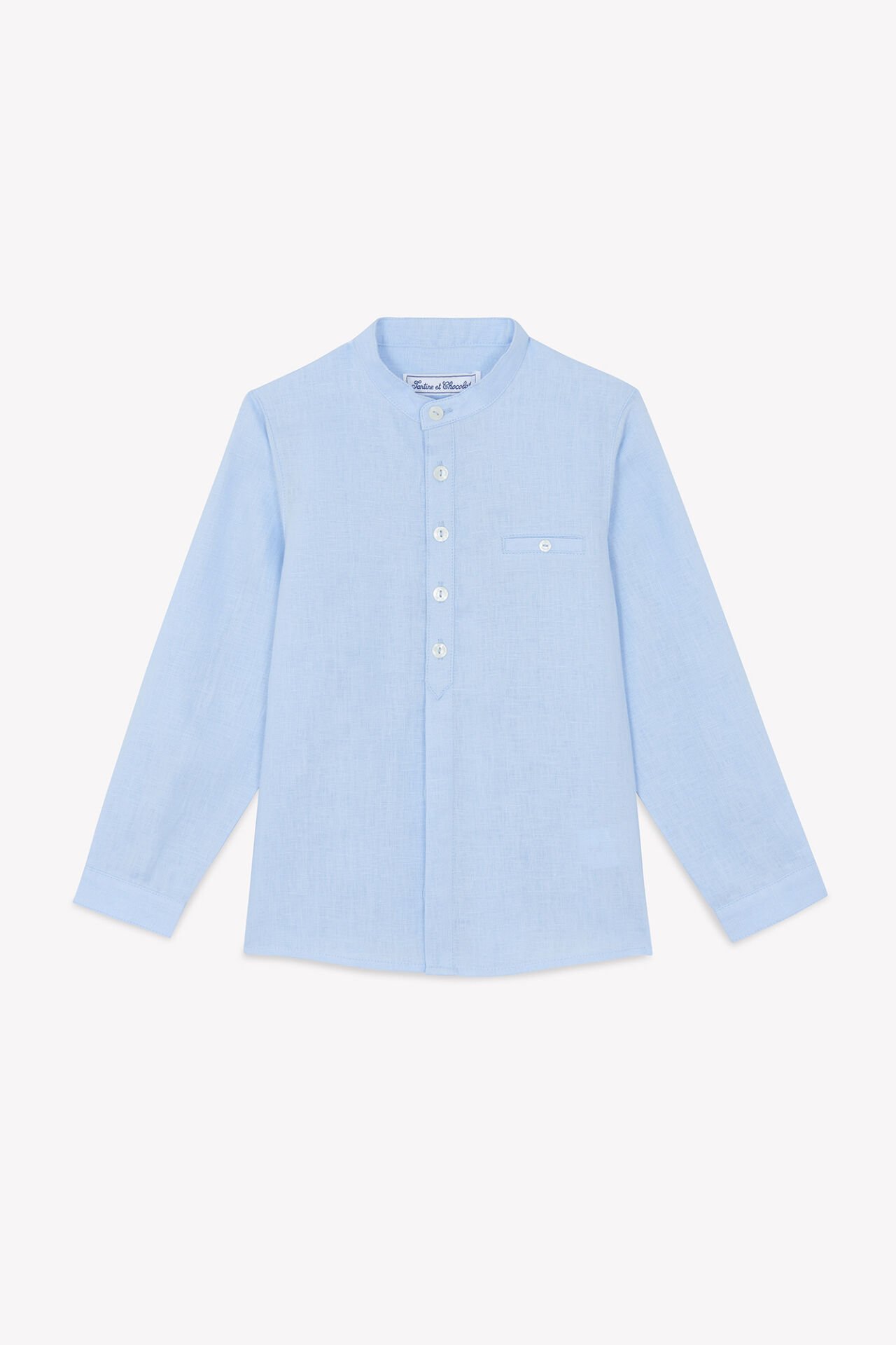 Erkek Çocuk Ceremonie Keten Gömlek Mavi