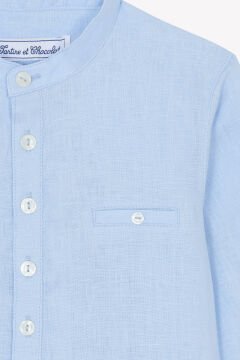 Erkek Çocuk Ceremonie Keten Gömlek Mavi