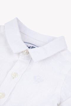 Erkek Çocuk Kısa Kollu Ceremonie Keten Gömlek Beyaz