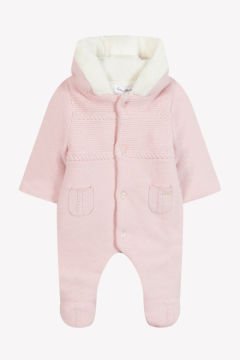 Kız Bebek Muflonlu Triko Astronot Pembe