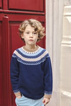 Erkek Çocuk Desenli Yün Kazak