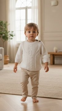 Erkek Çocuk Saç Örgü Desenli Kazak