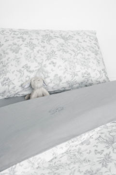 Bebek Yorgan Kılıfı + Yastık Kılıfı Toile de Jouy Gris