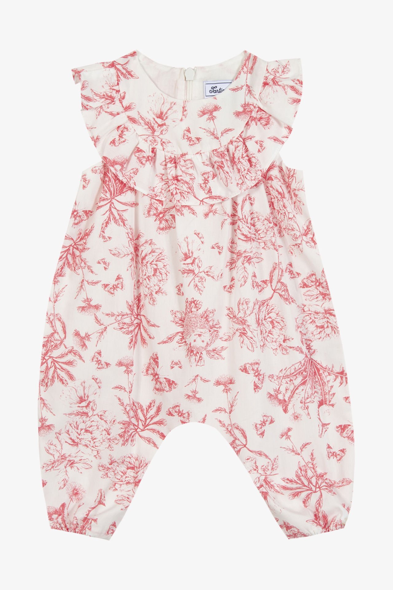 Kız Bebek Çiçek Desenli Kolsuz Coton Tulum